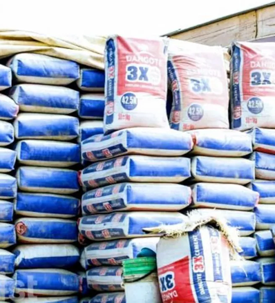 Stacks of cement bags ready for distribution
